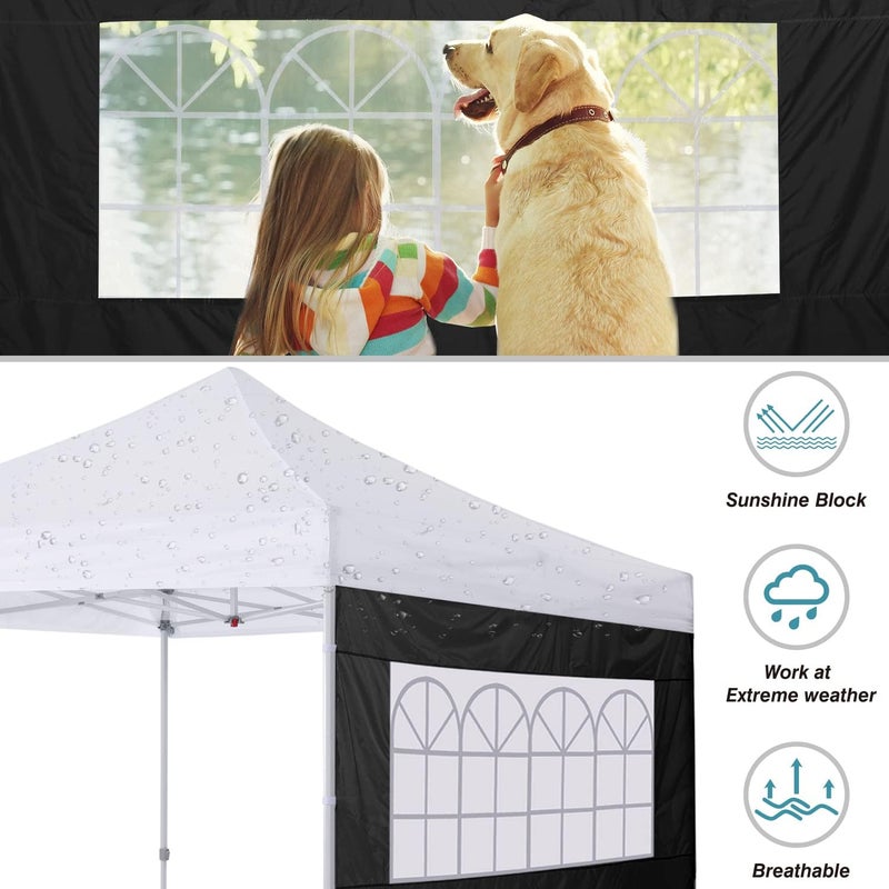 COOSHADE Instant Canopy SunWall 10x10 Canopy SideWall for Pop up Canopy Tent, 1 Pack Sidewall with Church Window Only, Black - Image 2